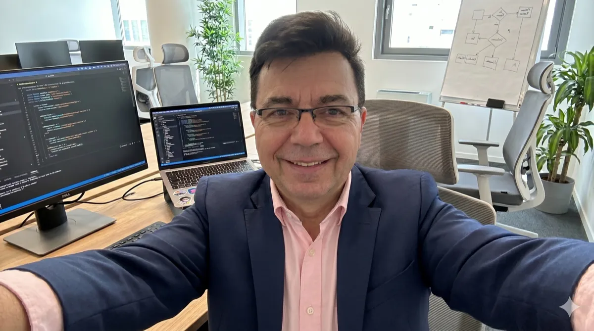 Zsolt Tasnádi, founder of ORYNEX, at his desk